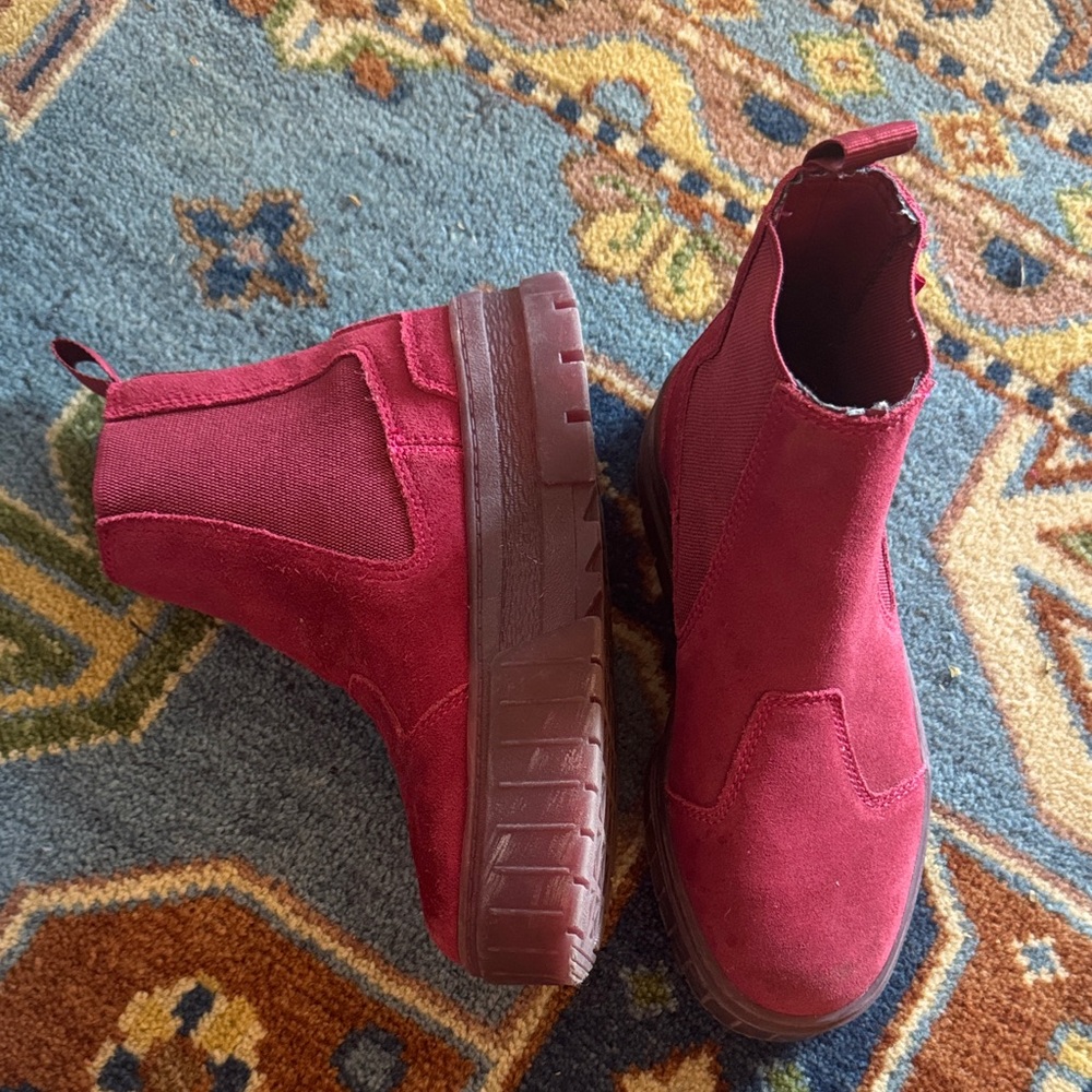 Puma Kids Burgundy Suede Boots View 3